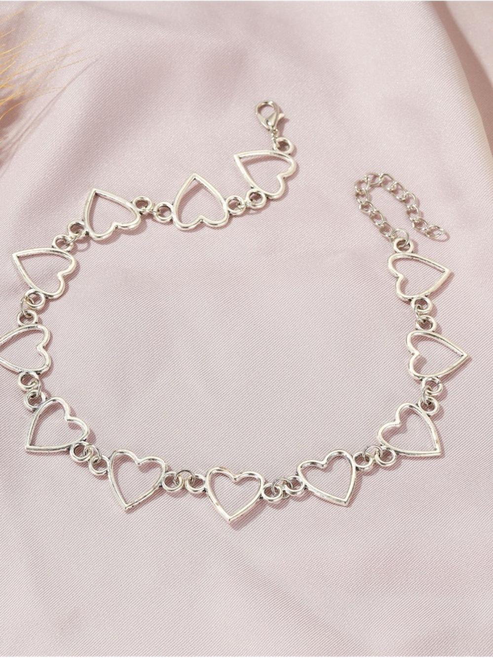 Silver Linked Open Heart Statement Choker